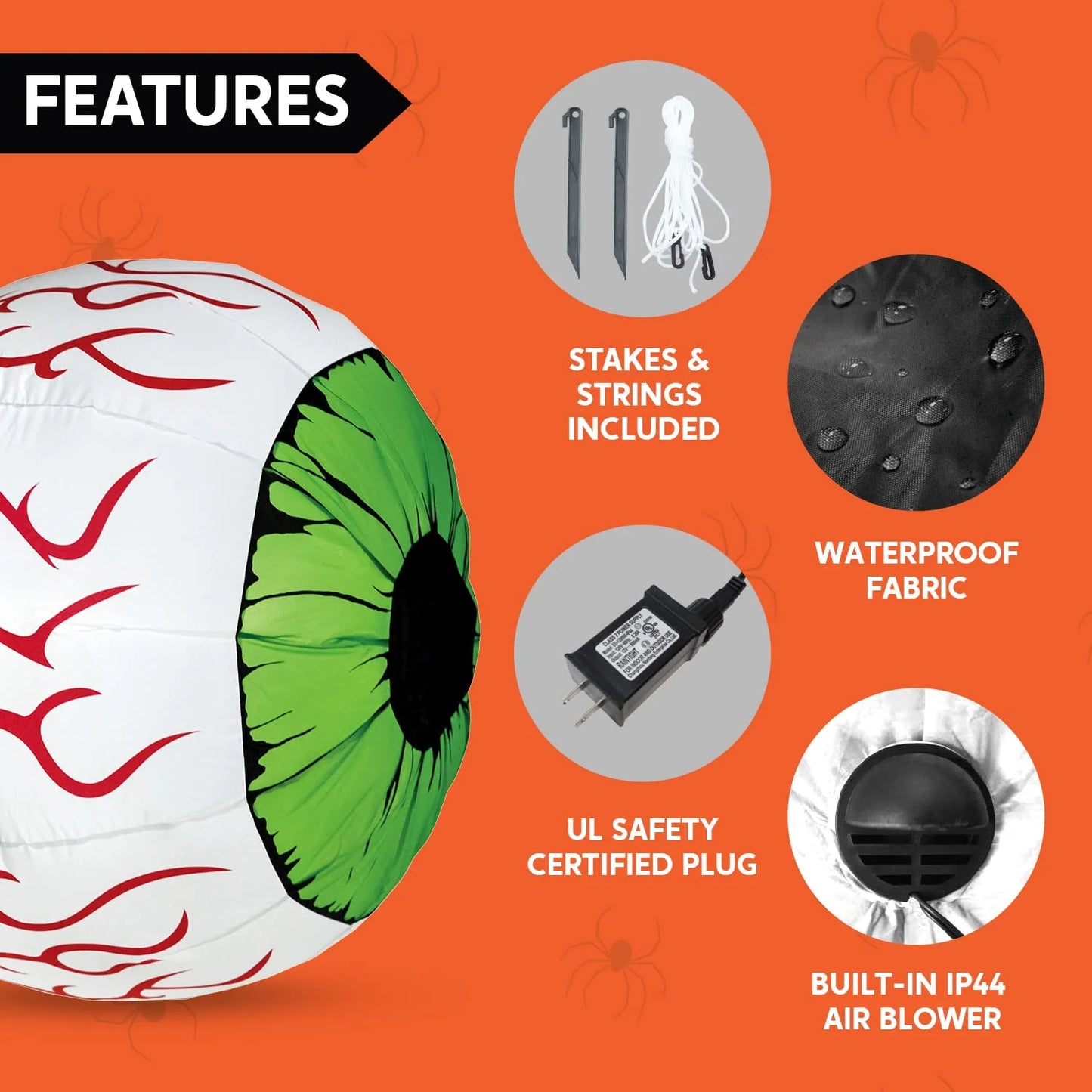 2 Pack Halloween Inflatable Eyes Decoration with Build-In Leds,3 Ft Blow Ups Green Eyes for Yard,Halloween Decor Outdoor with Leds Party Supplies Blow up Decoration