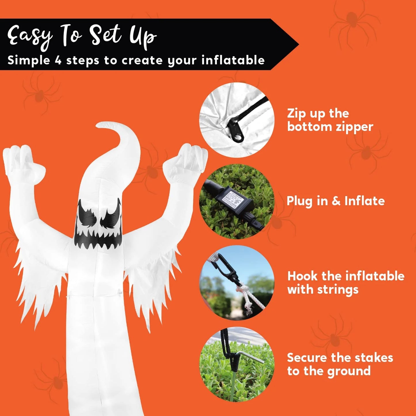 12Ft Halloween Inflatable Ghost,Giant Ghosts Inflatables with Build-In Leds Outdoor Decorations,Blow Ups Halloween Yard Inflatables