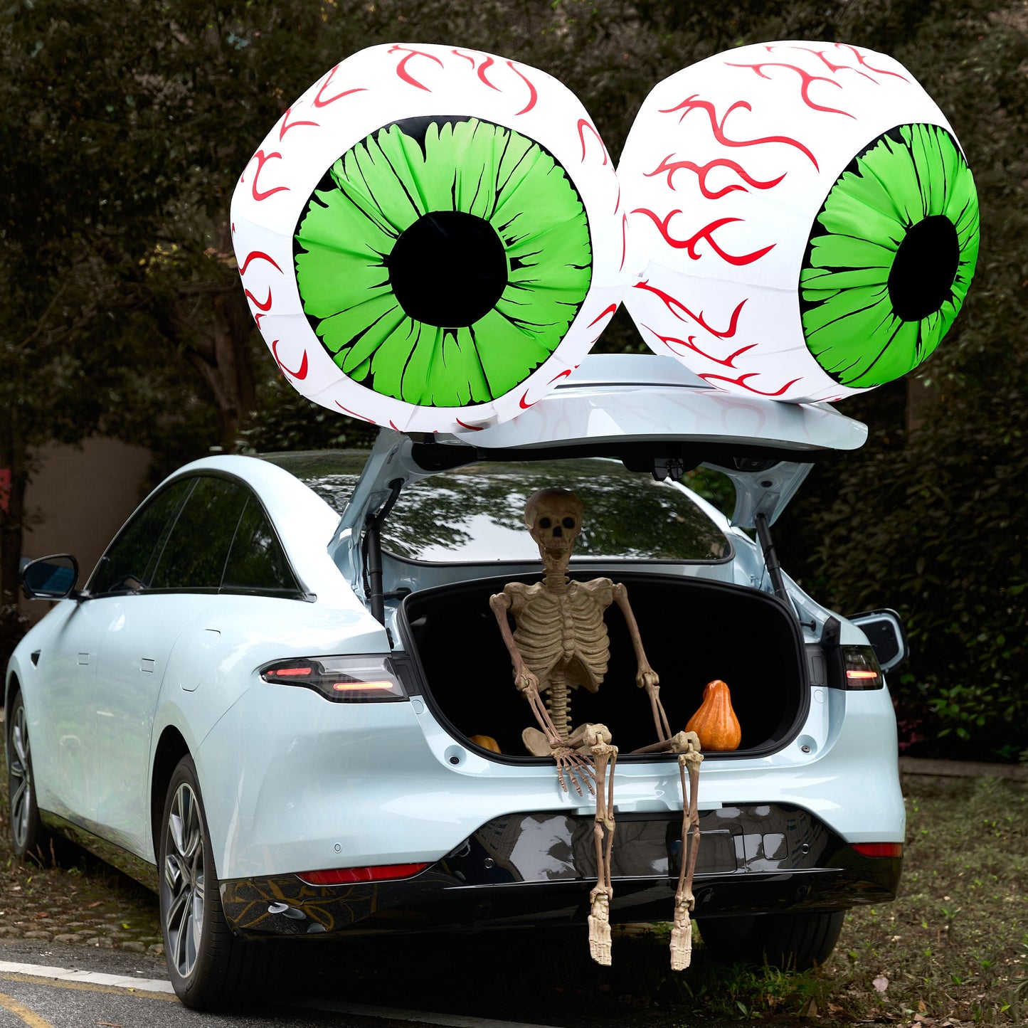 2 Pack Halloween Inflatable Eyes Decoration with Build-In Leds,3 Ft Blow Ups Green Eyes for Yard,Halloween Decor Outdoor with Leds Party Supplies Blow up Decoration