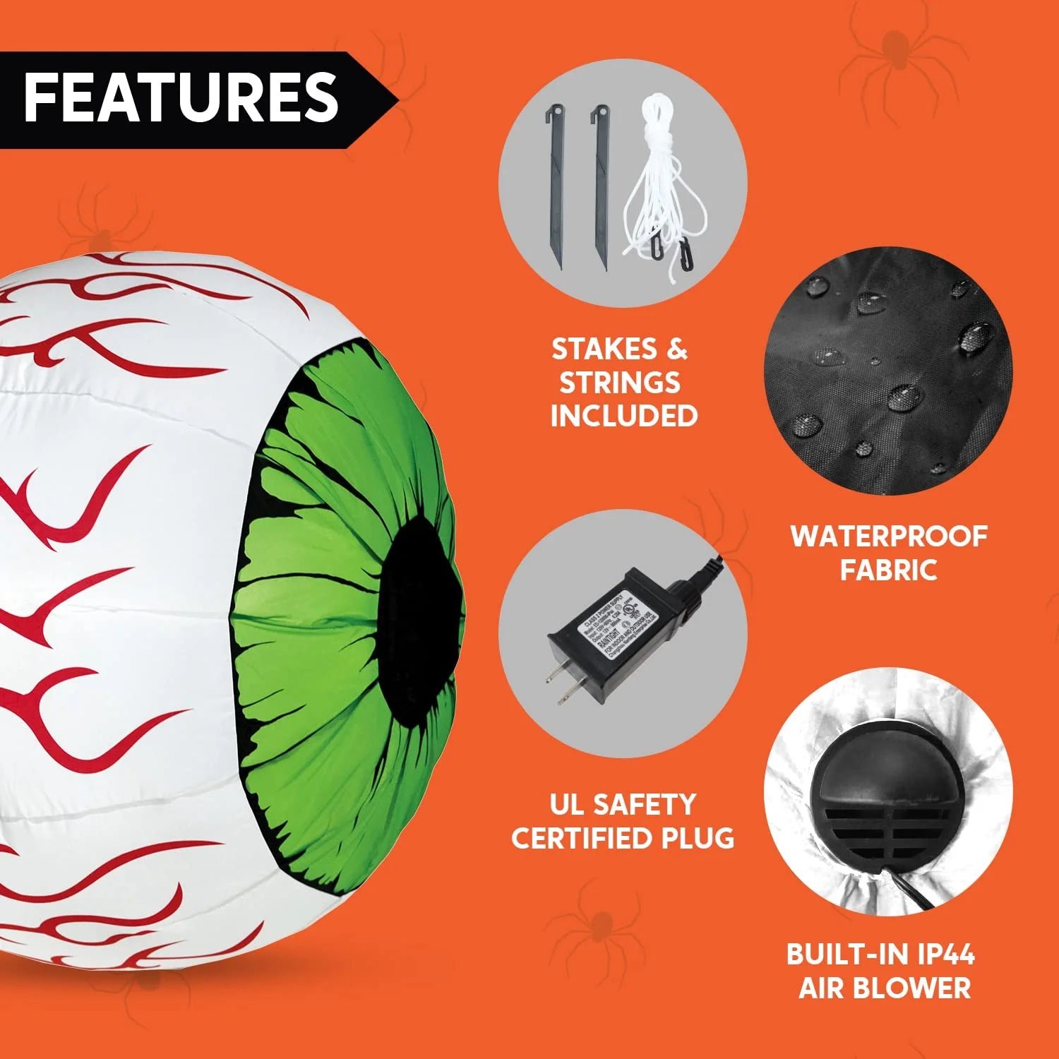 2 Pack Halloween Inflatable Eyes Decoration with Build-In Leds,3 Ft Blow Ups Green Eyes for Yard,Halloween Decor Outdoor with Leds Party Supplies Blow up Decoration
