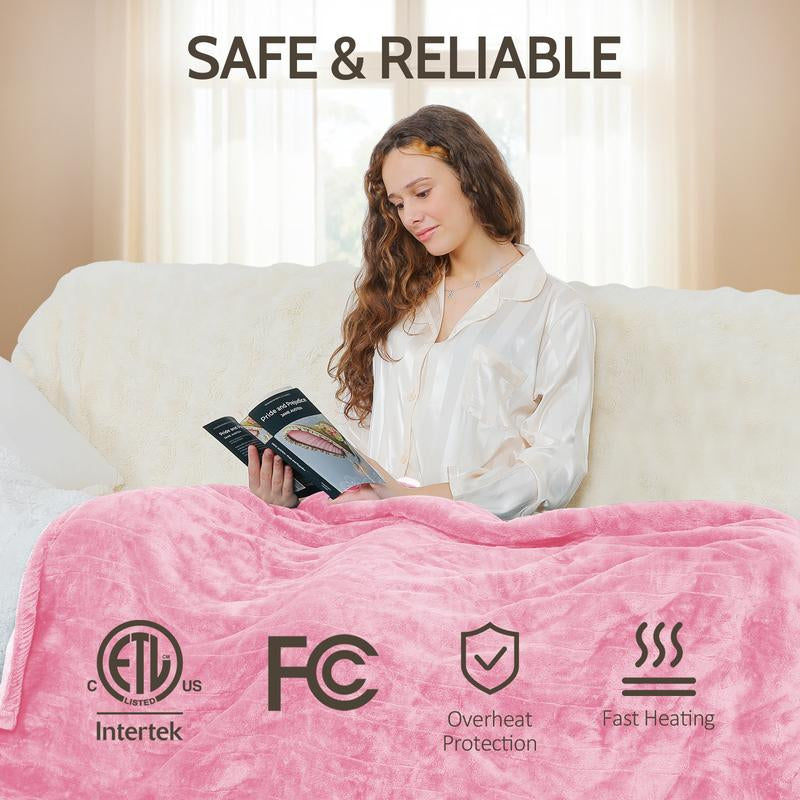 VUSIGN Heated Blanket Electric Throw, Full Body Electric Blanket - 6 Heat Levels, 4/10 Auto-Off, Flannel Sherpa, Machine Washable, Gift for Winter, Cozy Night, Home Use, Valentine'S Day Gift, Christmas Gift