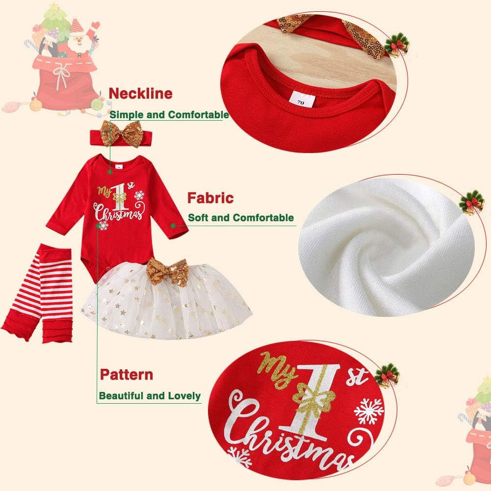 Baby Girls My 1St Halloween/Thanksgiving/Christmas Outfit Newborn 4Pcs Pumpkin Bodysuit Headband Legging Socks Set