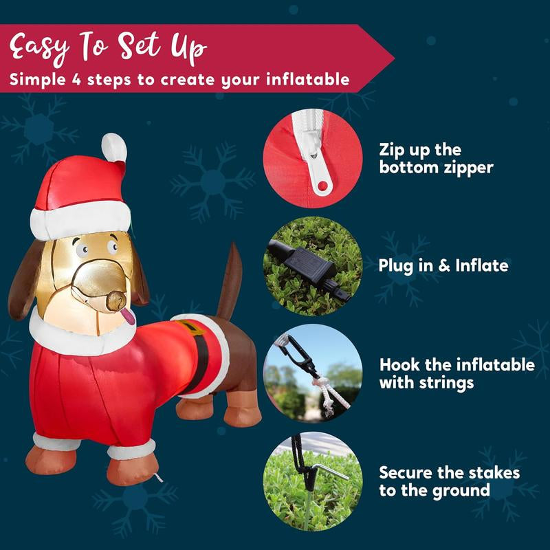 5Ft Long Dachshund Blow up Christmas Decoration