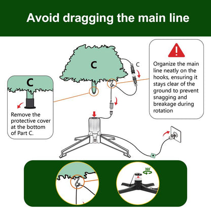 【Twinkling&Rotation】Shareconn 6/ 7/ 7.5FT PE+PVC Artificial Fir Branch 12 Lighting Modes Prelit Blinking Christmas Tree with Warm White Lights & Rotating Stand Green Decorative Tree
