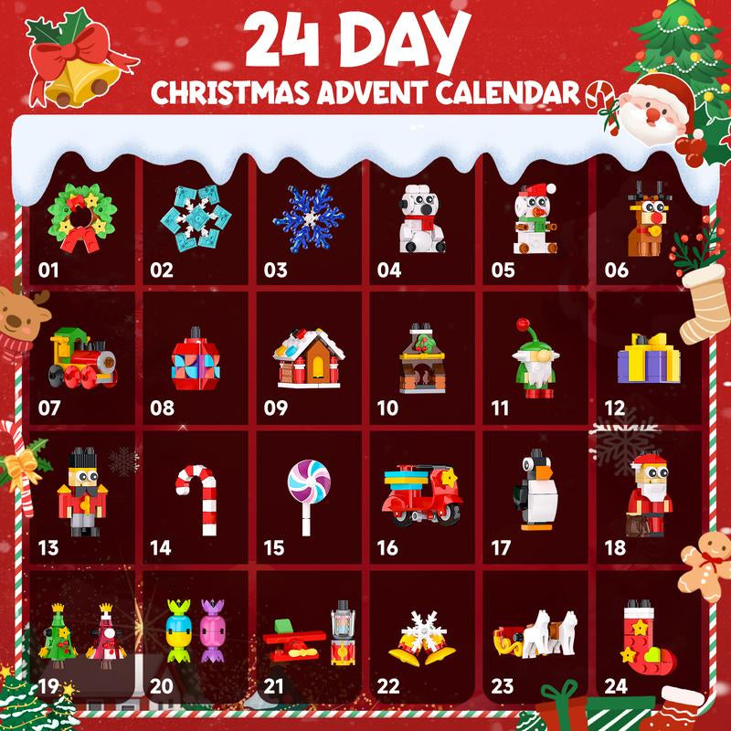 BUILDIFY Advent Calendar 2025 - 24 Days Countdown to Christmas Surprise Toys for Kids Boys Girls Compatible with Lego Festive Family Activity Christmas Countdown Gift Holiday Building Blocks