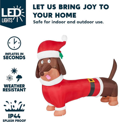 5Ft Long Dachshund Blow up Christmas Decoration