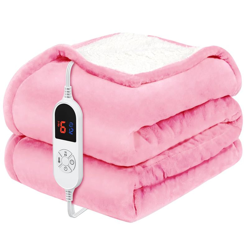 VUSIGN Heated Blanket Electric Throw, Full Body Electric Blanket - 6 Heat Levels, 4/10 Auto-Off, Flannel Sherpa, Machine Washable, Gift for Winter, Cozy Night, Home Use, Valentine'S Day Gift, Christmas Gift