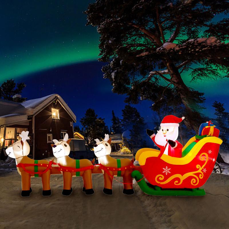 Tiktokshopblackfriday SUNGIFT Christmas Inflatable Ornaments Santa Sleigh and Reindeer with Build-In LED for Xmas Party Yard Garden Lawn Décor Christmas Decoration