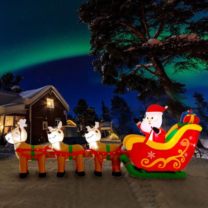 Tiktokshopblackfriday SUNGIFT Christmas Inflatable Ornaments Santa Sleigh and Reindeer with Build-In LED for Xmas Party Yard Garden Lawn Décor Christmas Decoration