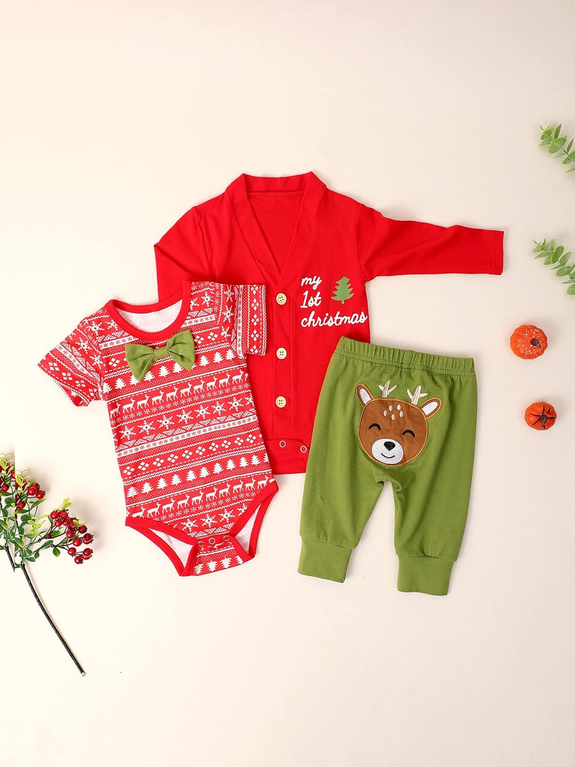 Baby Girl Boy Christmas Outfit My 1St Christmas Baby Boy Infant New Year 4 Pcs Set