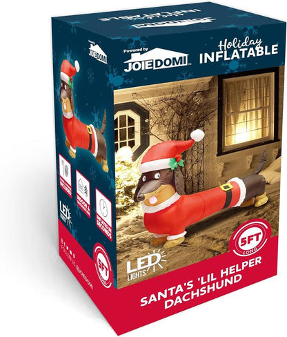 5Ft Long Dachshund Blow up Christmas Decoration