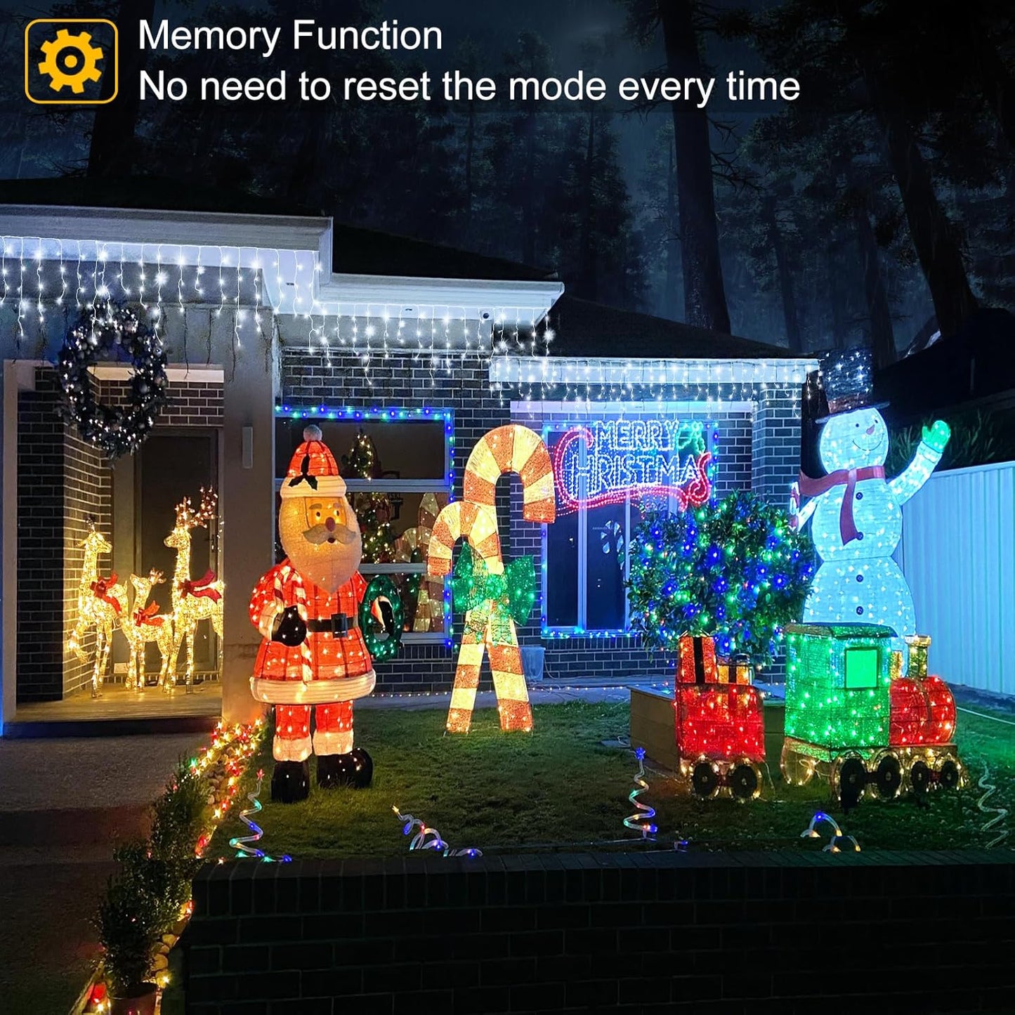 White Christmas Lights Outdoor, 66Ft 640 LED Icicle Lights for outside House with Connectable Clear Wire 8 Modes Timer, Plug in Waterproof for Home Holiday Eaves Yard Roof Party Room Indoor Decoration