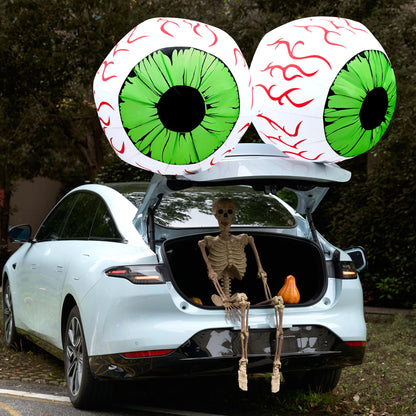2 Pack Halloween Inflatable Eyes Decoration with Build-In Leds,3 Ft Blow Ups Green Eyes for Yard,Halloween Decor Outdoor with Leds Party Supplies Blow up Decoration
