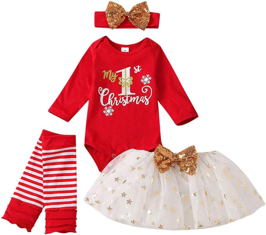 Baby Girls My 1St Halloween/Thanksgiving/Christmas Outfit Newborn 4Pcs Pumpkin Bodysuit Headband Legging Socks Set