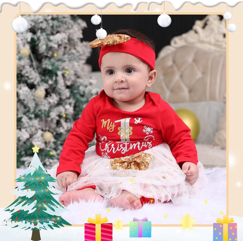 Baby Girls My 1St Halloween/Thanksgiving/Christmas Outfit Newborn 4Pcs Pumpkin Bodysuit Headband Legging Socks Set