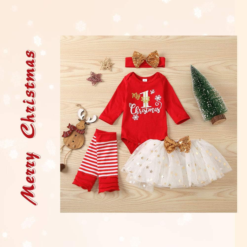 Baby Girls My 1St Halloween/Thanksgiving/Christmas Outfit Newborn 4Pcs Pumpkin Bodysuit Headband Legging Socks Set