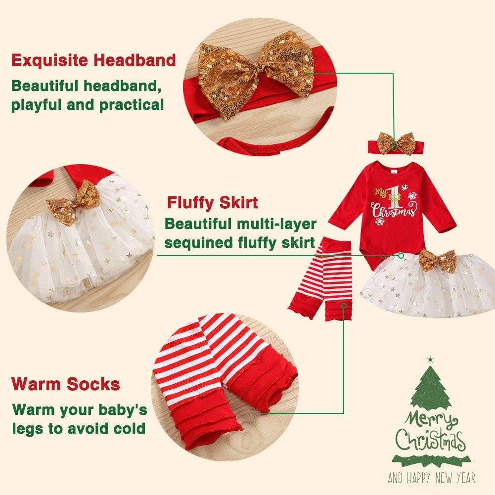 Baby Girls My 1St Halloween/Thanksgiving/Christmas Outfit Newborn 4Pcs Pumpkin Bodysuit Headband Legging Socks Set