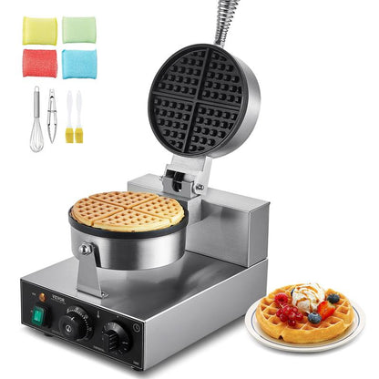 VEVOR Commercial Waffle Maker round Waffle Iron Baker Machine Non-Stick 1230W