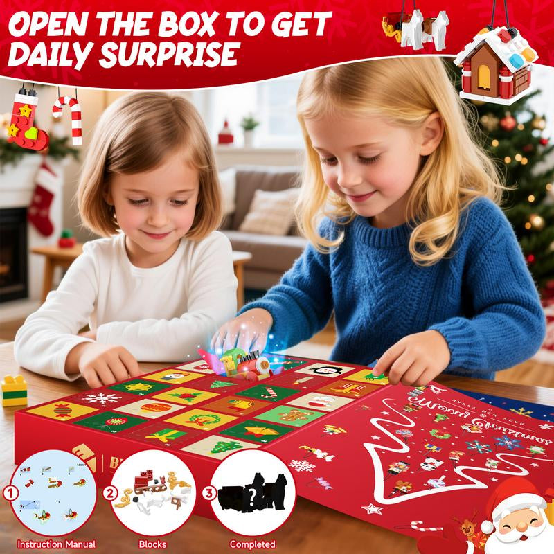 BUILDIFY Advent Calendar 2025 - 24 Days Countdown to Christmas Surprise Toys for Kids Boys Girls Compatible with Lego Festive Family Activity Christmas Countdown Gift Holiday Building Blocks